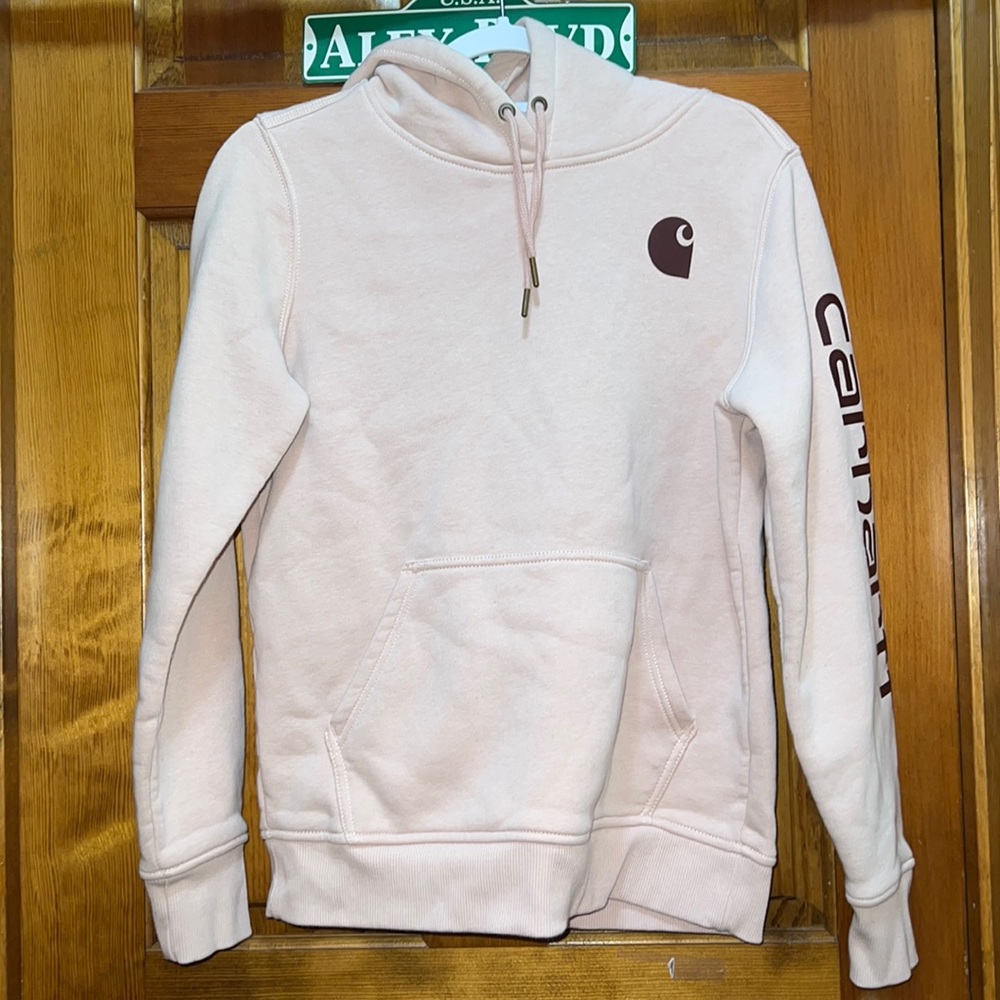 Light pink Carhartt sweatshirt size S.